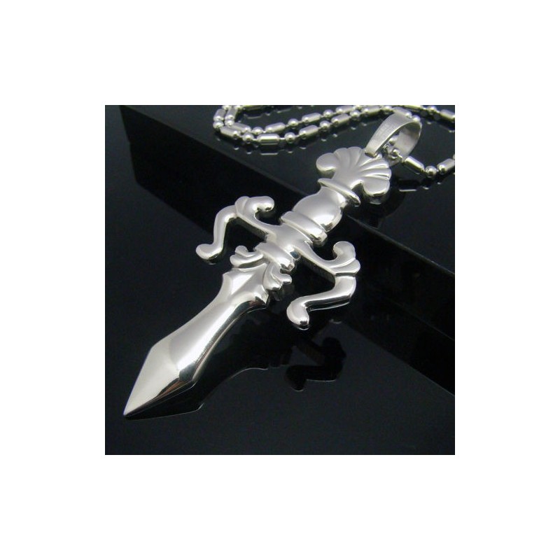 Cool Man Shining Sword Cross Pure Titanium Necklace Pendant Cool Man Shining Sword Cross Pure Titanium Necklace Pendant
