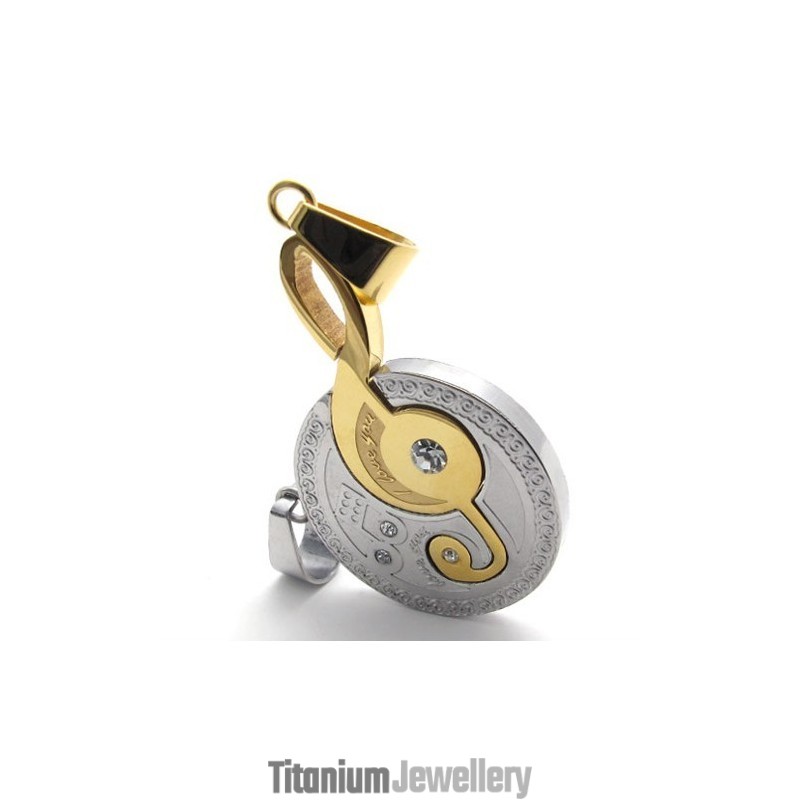 Gold Musical Note Diamond Lovers Titanium Pendant Gold Musical Note Diamond Lovers Titanium Pendant