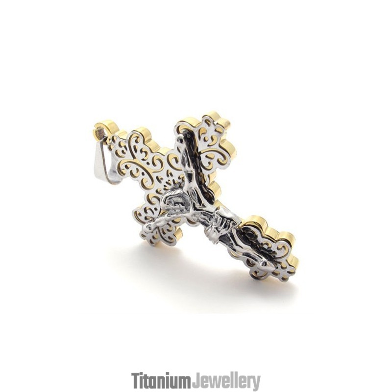 Gold Cross Jesus Titanium Pendant Gold Cross Jesus Titanium Pendant