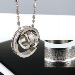 Man 2 Hoop Cross Bible Pure Titanium Pendant Necklace