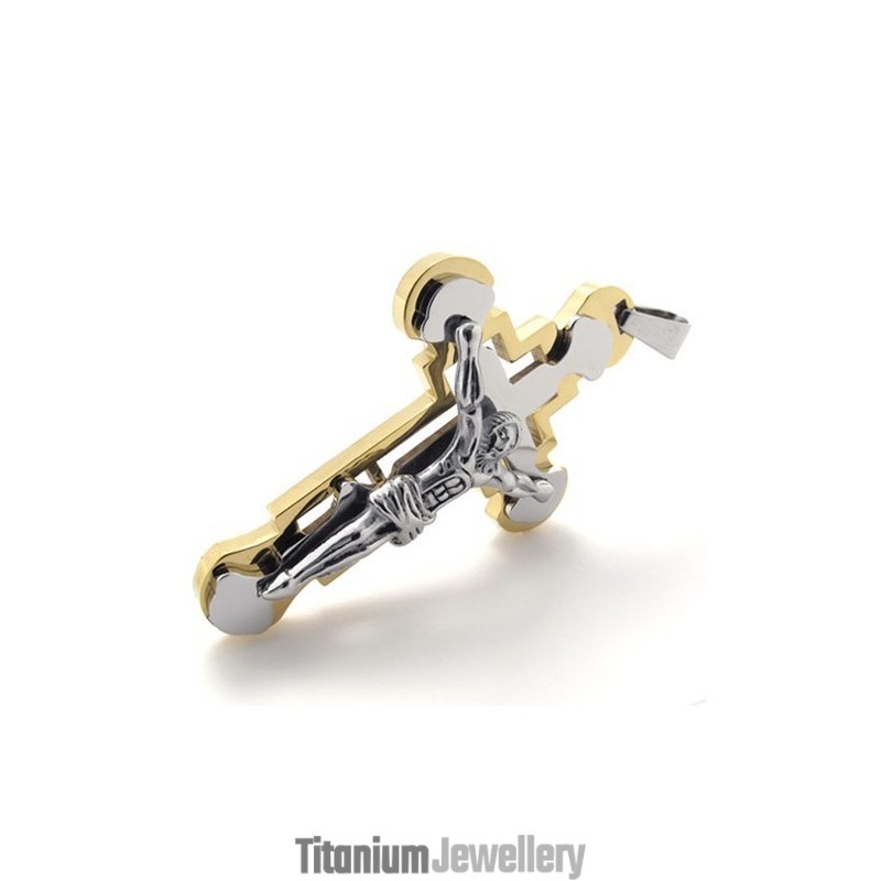 Jesus Gold Titanium Cross Pendant Jesus Gold Titanium Cross Pendant