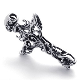 Cross Skull Titanium Pendant
