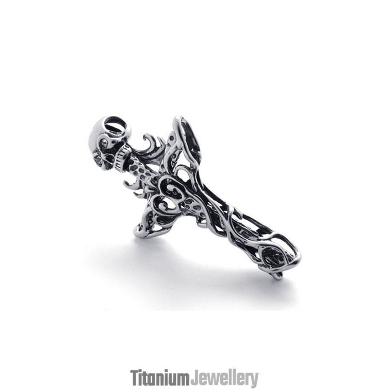 Cross Skull Titanium Pendant
