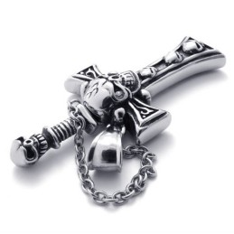 Skull Dagger Titanium Cross Pendant