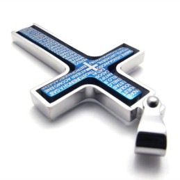 Blue Titanium Cross Pendant