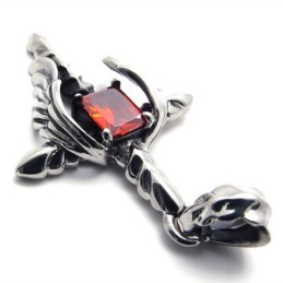 Dagger Cross Red Diamond Titanium Pendant