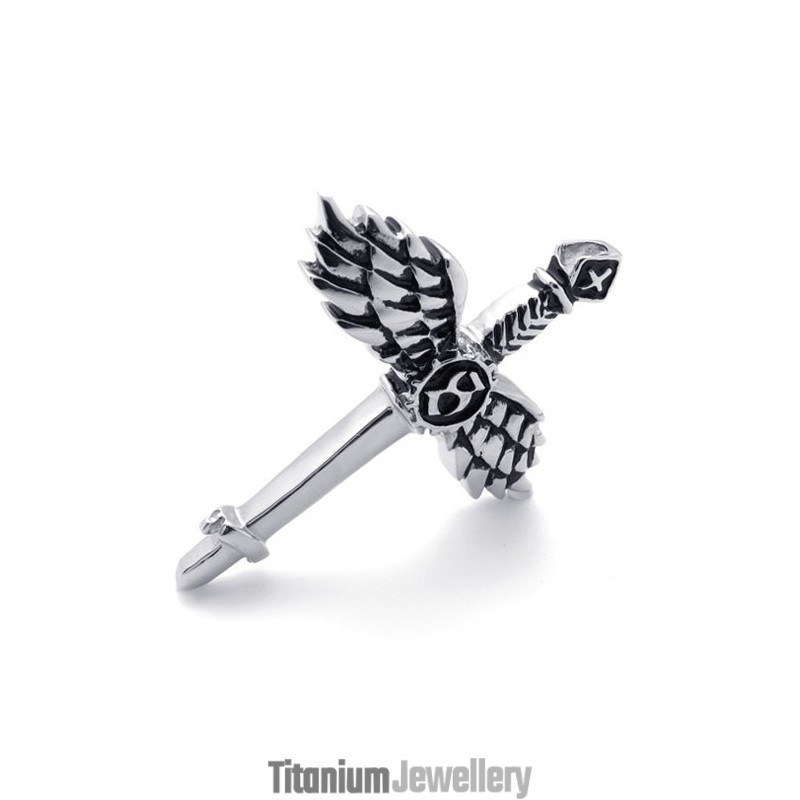 Wings Titanium Cross Pendant