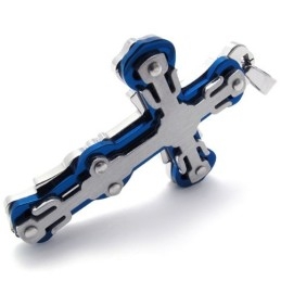 Blue Titanium Cross Pendant