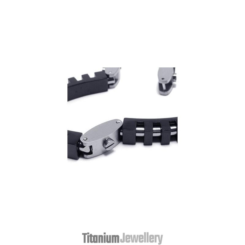 Men's Boy'S Black Silver Pure Titanium Charm Bracelet Men's Boy'S Black Silver Pure Titanium Charm Bracelet