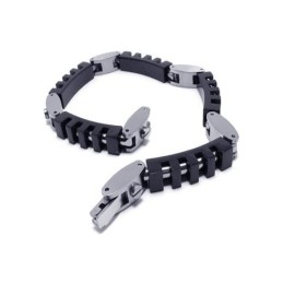Men's Boy'S Black Silver Pure Titanium Charm Bracelet