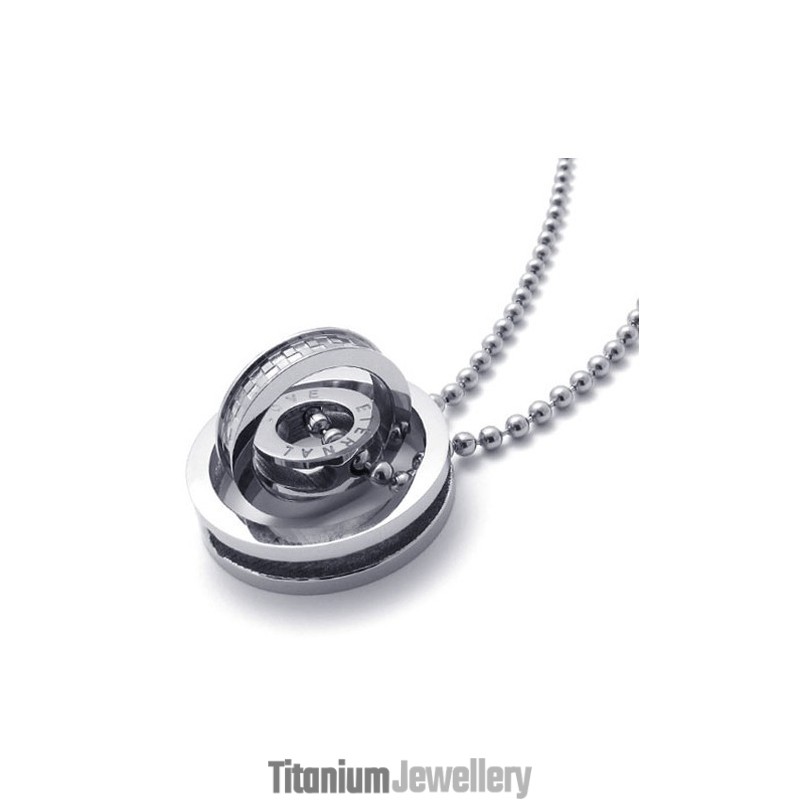 Silver Accent Multiple Rings Lovers Titanium Pendant