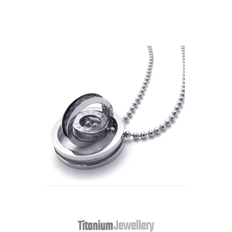 Black Accent Multiple Rings Lovers Titanium Pendant Black Accent Multiple Rings Lovers Titanium Pendant