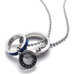 Blue Accent Multiple Rings Lovers Titanium Pendant