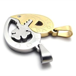 Gold Accent Lovers Titanium Pendant