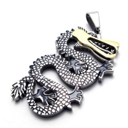 Gold Accent Dragon Titanium Pendant