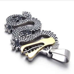 Gold Accent Dragon Titanium Pendant