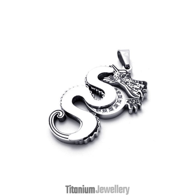 Silver Dragon Titanium Pendant