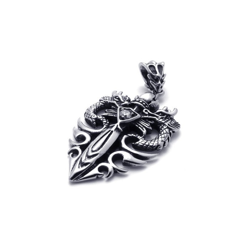 Two-Dragon Dagger Titanium Pendant Two-Dragon Dagger Titanium Pendant