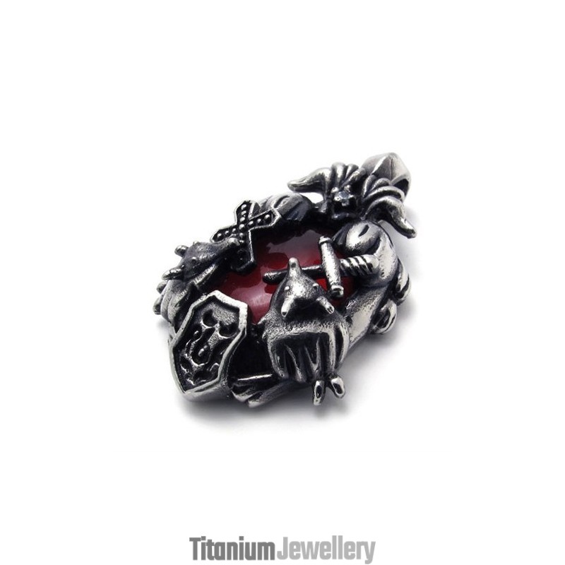 Cross Red Gem Titanium Pendant Cross Red Gem Titanium Pendant