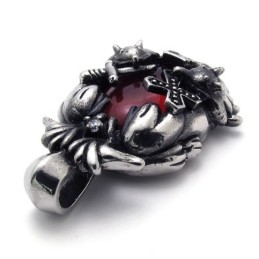 Cross Red Gem Titanium Pendant