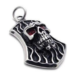 Skull With Red Diamond Titanium Pendant