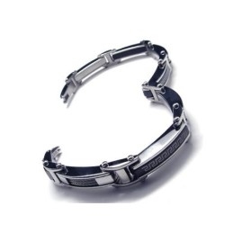 Men's Boy'S Silver Black Pure Titanium Charm Bracelet