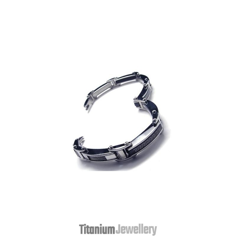 Men's Boy'S Silver Black Pure Titanium Charm Bracelet Men's Boy'S Silver Black Pure Titanium Charm Bracelet