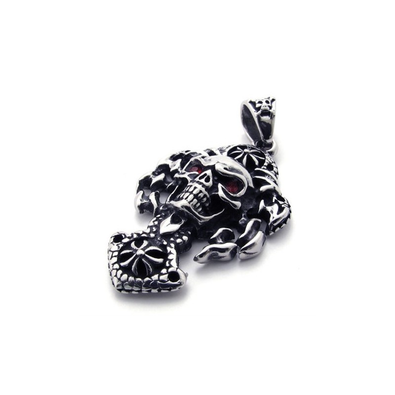 Skull With Red Diamond Titanium Pendant Skull With Red Diamond Titanium Pendant