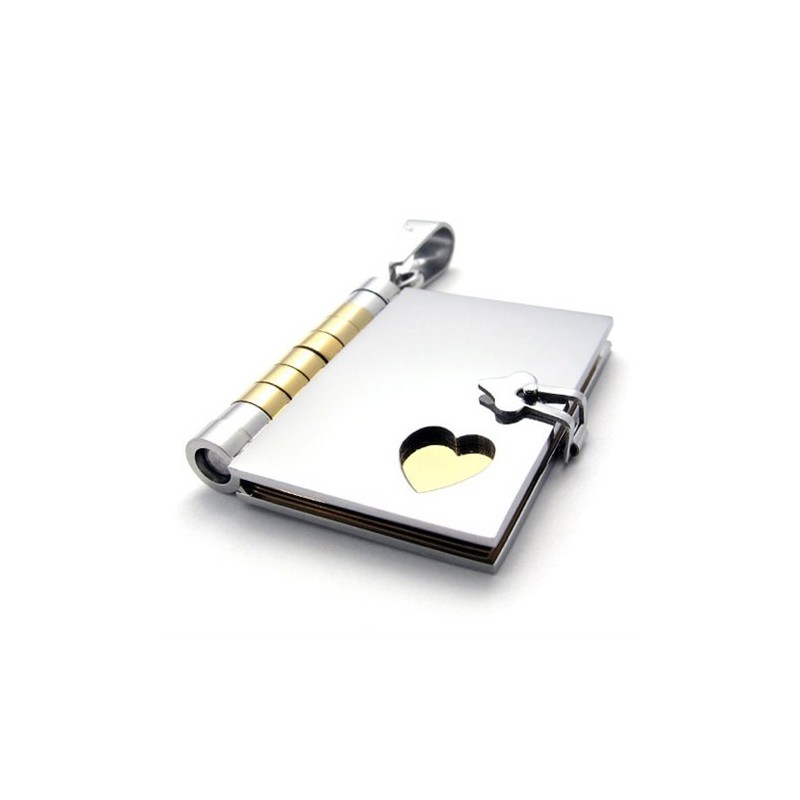 Gold Book Lovers Titanium Pendant Gold Book Lovers Titanium Pendant