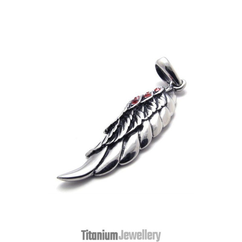 Feather Red Diamond Titanium Pendant Feather Red Diamond Titanium Pendant