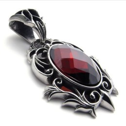 Red Gemstone Titanium Pendant