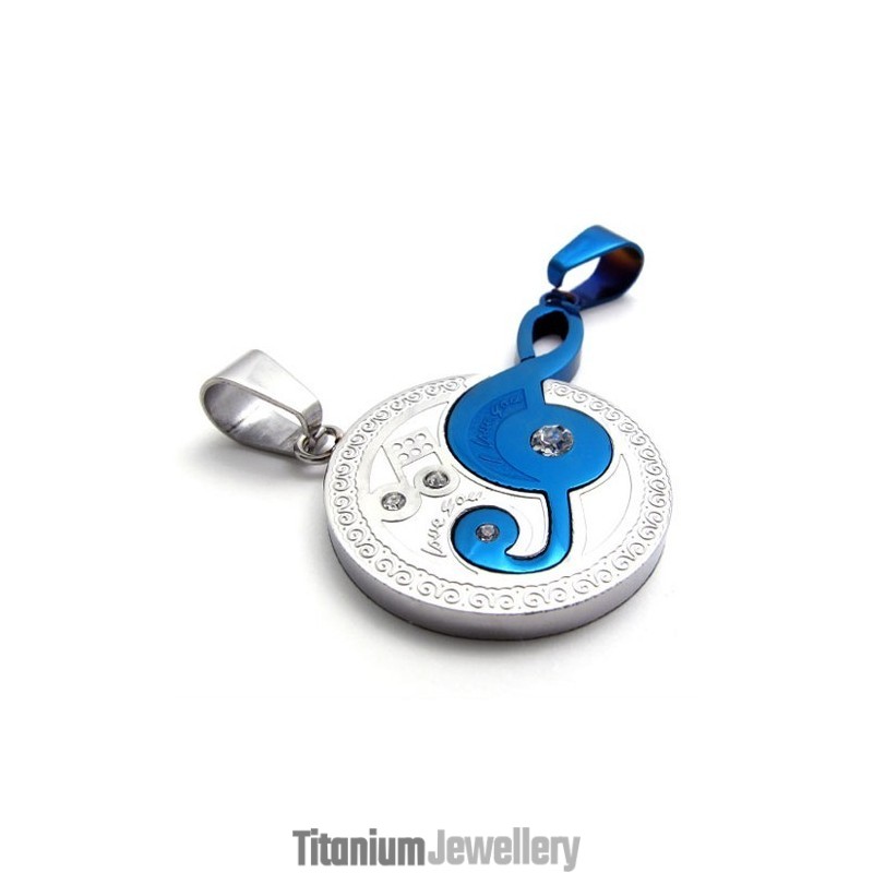 Blue Musical Note Lovers Titanium Pendant Blue Musical Note Lovers Titanium Pendant