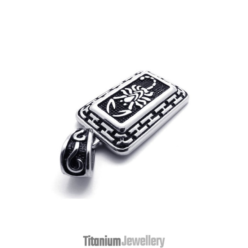 Scorpion Dog Tag Titanium Pendant