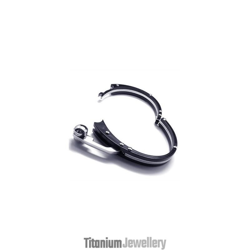 Mens Black Silver Charm Pure Titanium Bracelet Bangle Mens Black Silver Charm Pure Titanium Bracelet Bangle