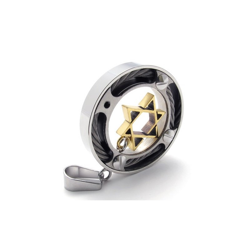 Cable Ring Gold Star Lovers Titanium Pendant