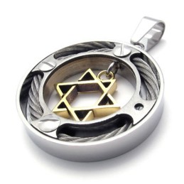 Cable Ring Gold Star Lovers Titanium Pendant