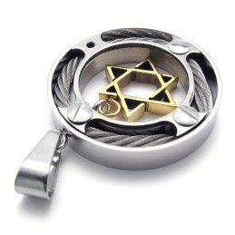 Cable Ring Gold Star Lovers Titanium Pendant
