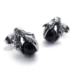 Claw Black Gem Titanium Earrings