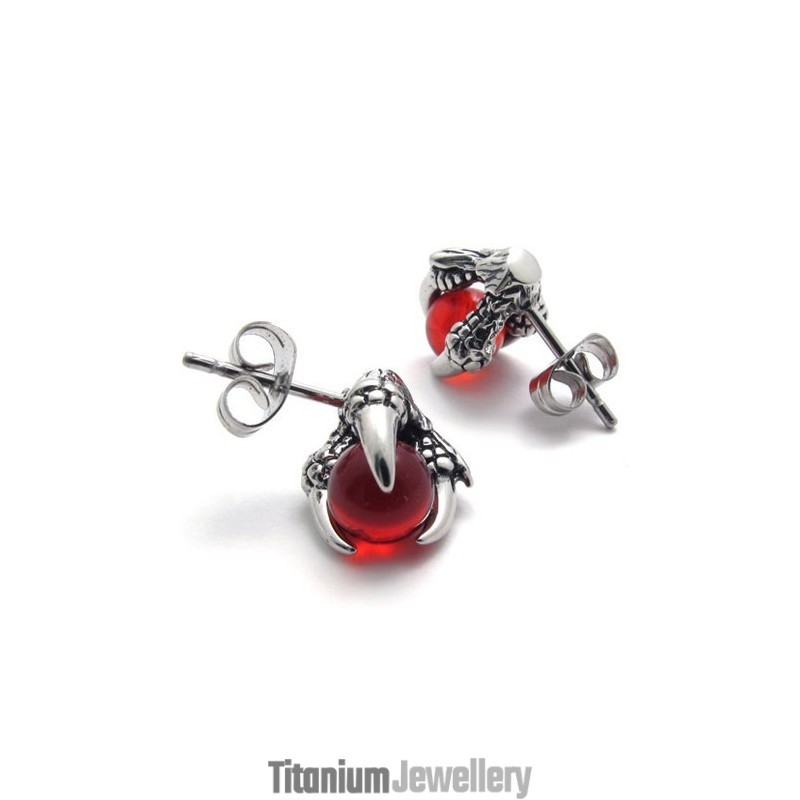 Claw Red Gem Titanium Earrings Claw Red Gem Titanium Earrings