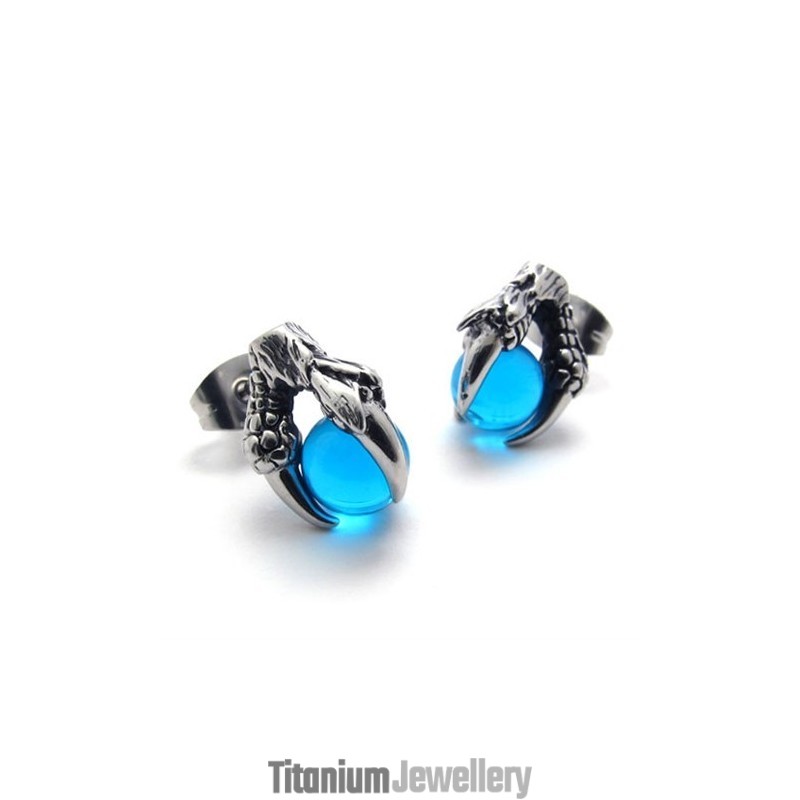 Claw Blue Gem Titanium Earrings Claw Blue Gem Titanium Earrings