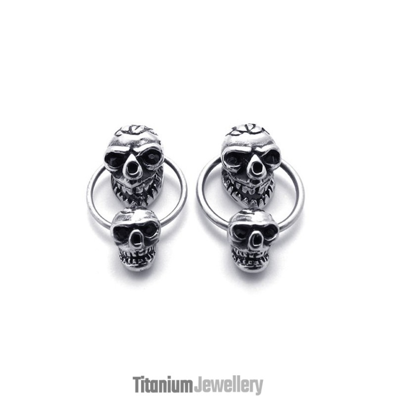 Double Skull Titanium Earrings Double Skull Titanium Earrings