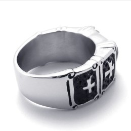 Cross Black Gemstone Titanium Ring