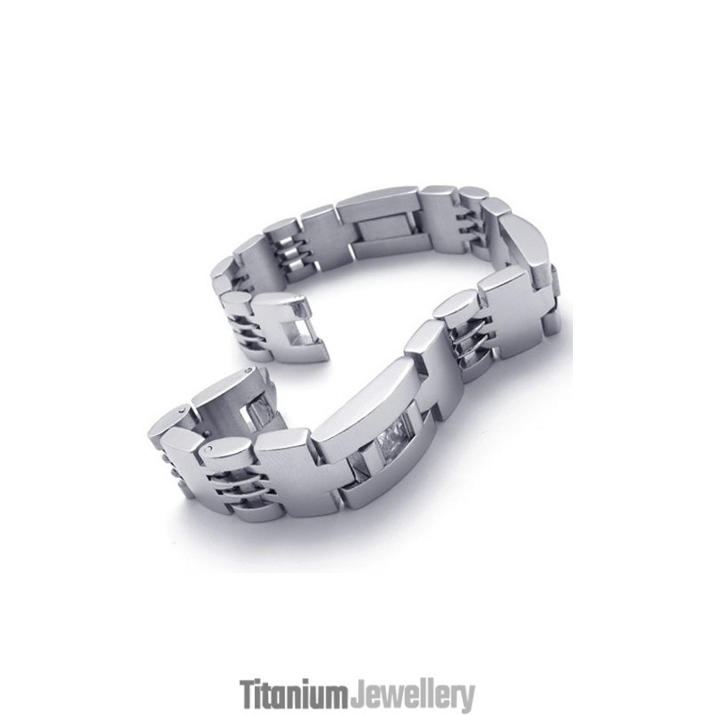 8.5 Inch Diamond Titanium Bracelet