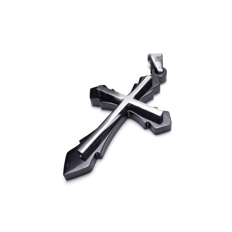 Men's Black Pure Titanium Pendant Cross Necklace (New)