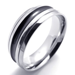 Black Accent Titanium Ring