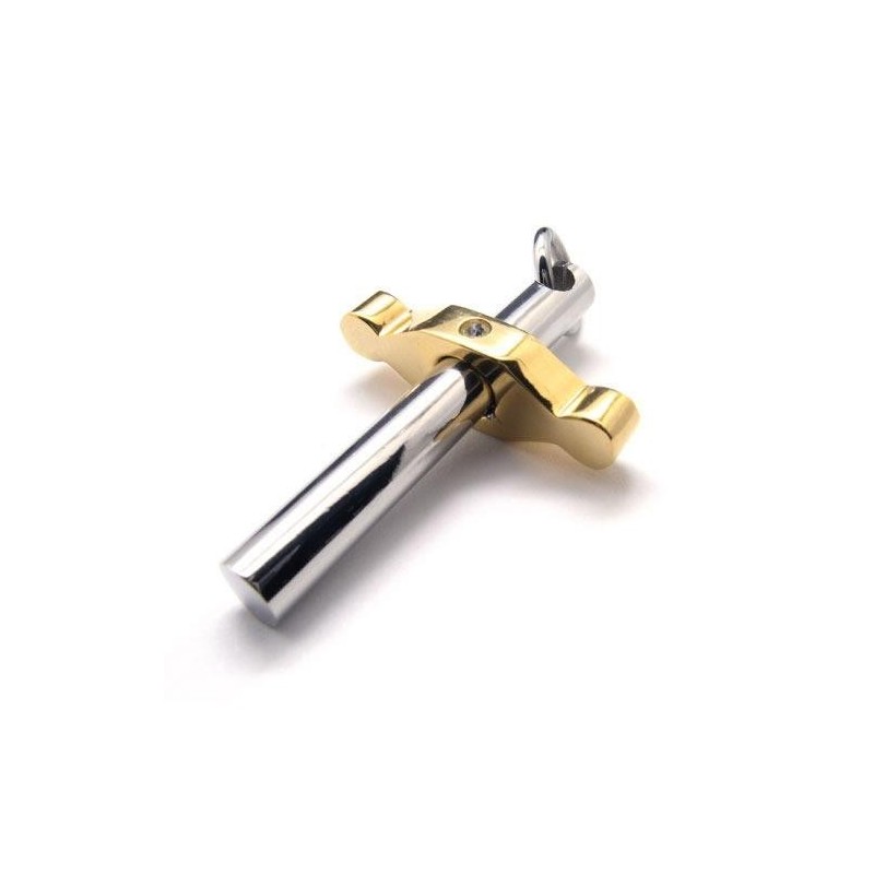 Golden & Silver Pure Titanium Pendant Cross Necklace