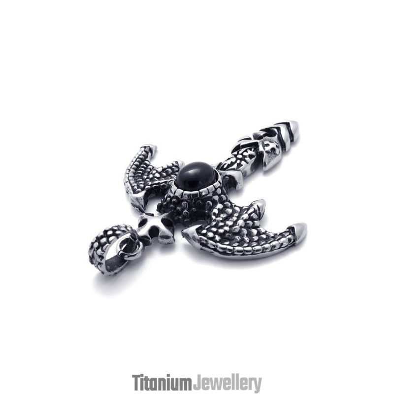 Titanium Bat Pendant With Black Zircon Titanium Bat Pendant With Black Zircon