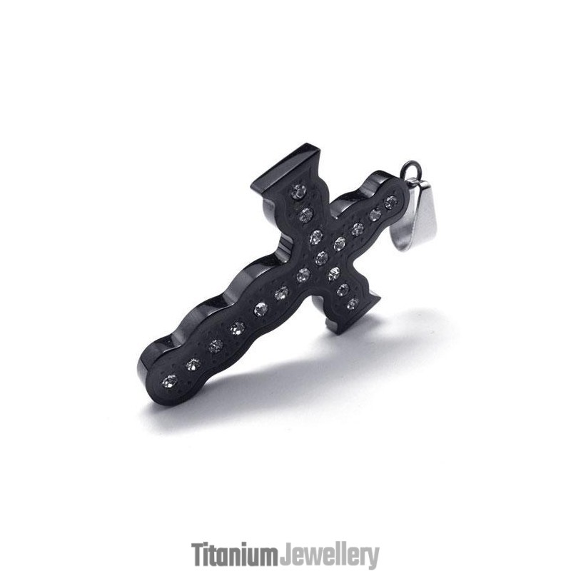 Mens Black Pure Titanium Pendant Cross Necklace Chain Mens Black Pure Titanium Pendant Cross Necklace Chain