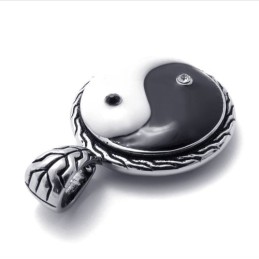 Titanium Black And White Rhinestones Taichi Pendant