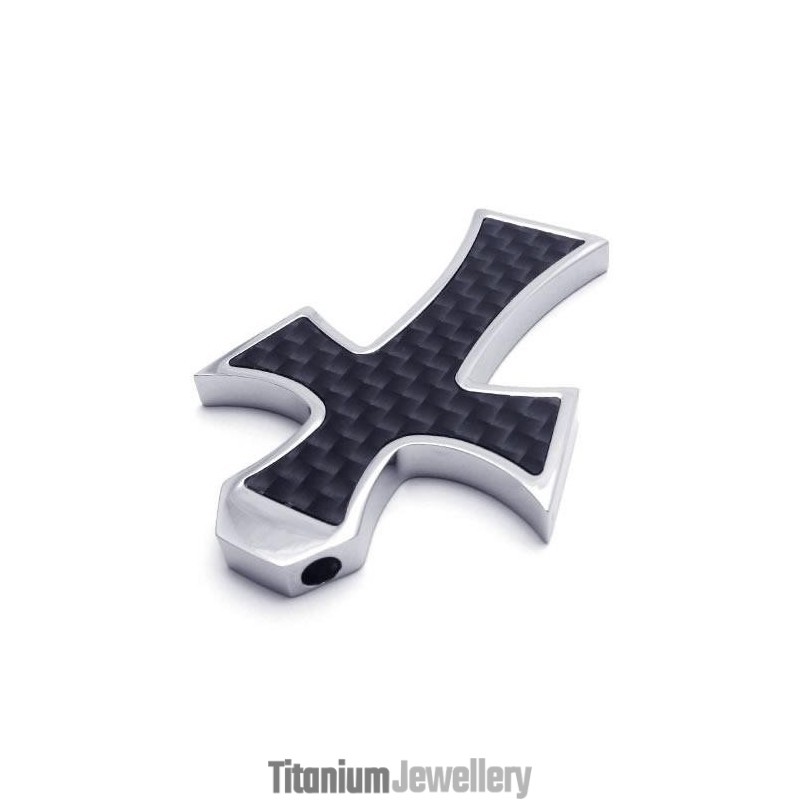 Men Black Silver Pure Titanium Cross Pendant Necklace Men Black Silver Pure Titanium Cross Pendant Necklace